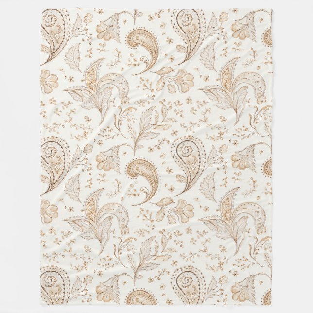 Manta Polar Marrón Crema Boho Bohemio (Anverso)