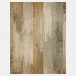 Manta Polar Marrón gris beige rústico Listado de madera de gra