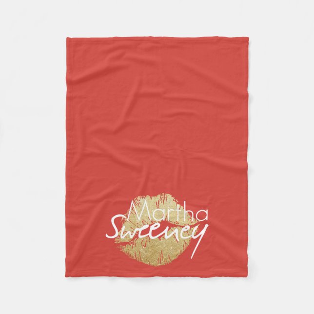 Manta Polar Martha Sweeney Gold Lips Fleece Blanket (Anverso)
