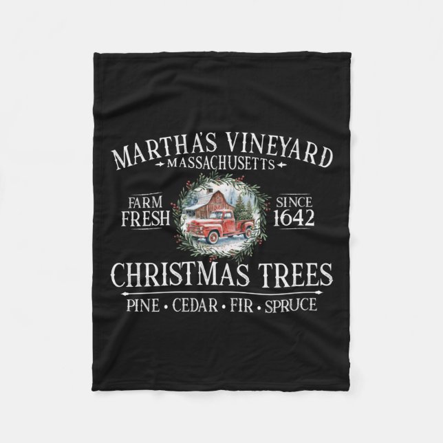 Manta Polar Martha's Vineyard Ma Christmas Trees Red Truck Whi (Anverso)