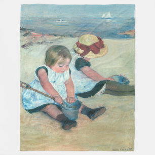 Manta Polar Mary Cassatt - Niños jugando en la playa
