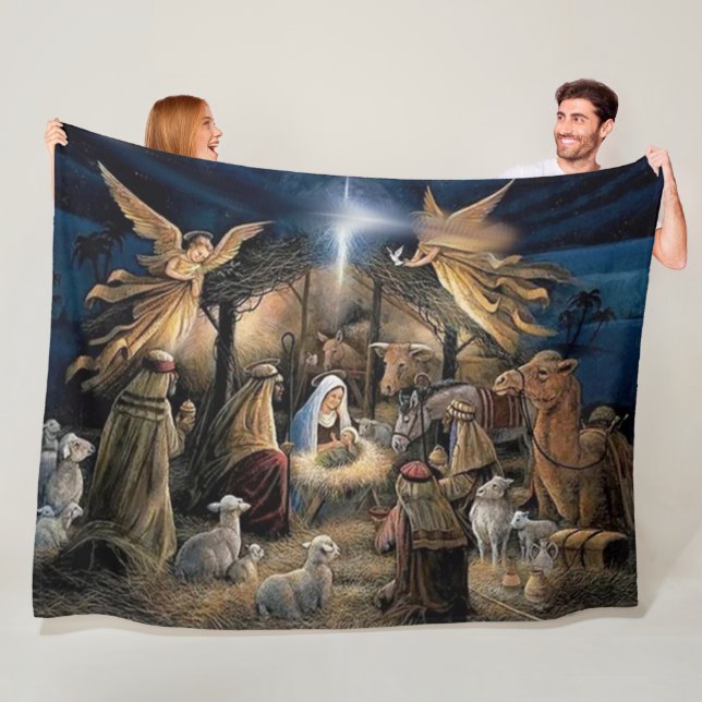 Manta Polar MARY, JESÚS y JOSEPH en la MANGER (In situ)