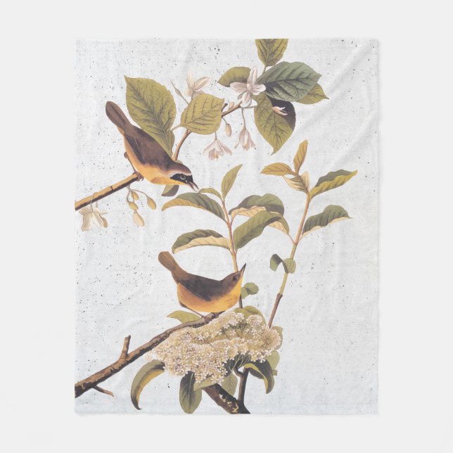 Manta Polar Maryland Yellowneck Aves Audubon con flores (Anverso)