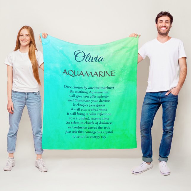 Manta Polar Marzo Diseño de Birthstone Aquamarine (In situ)