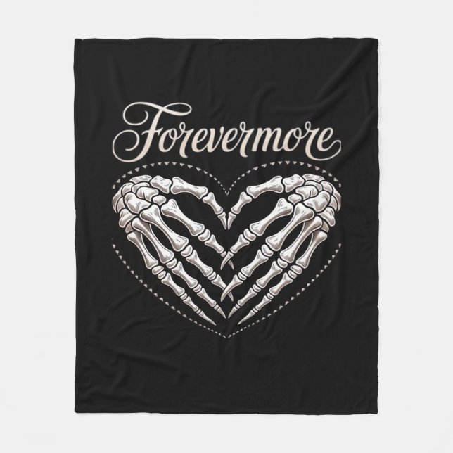 Manta Polar Más esqueleto Manos Corazón Halloween Gótico (Anverso)