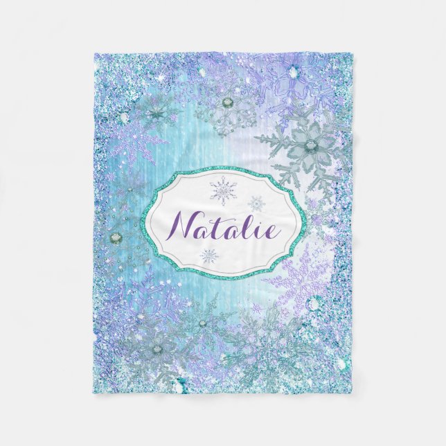 Manta Polar Masa congelada de Personalizado de copo de nieve,  (Anverso)