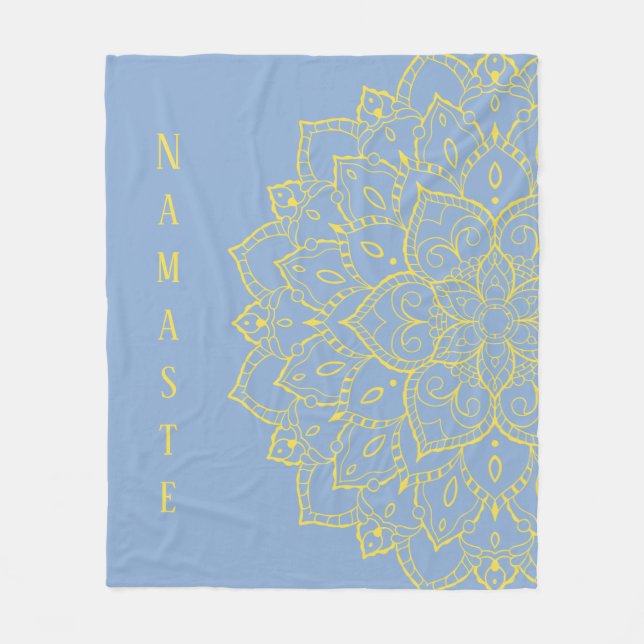 Manta Polar Masa de flaca de Mandala amarilla y azul (Anverso)