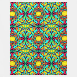 Manta Polar Masa de fleche con motivos amarillos y azules