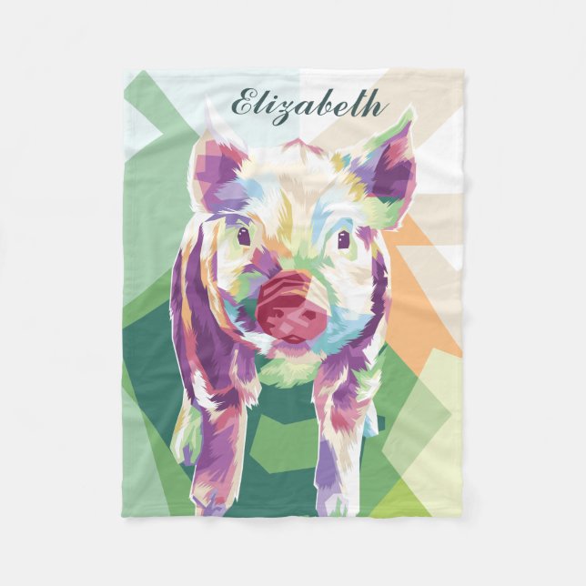 Manta Polar Masa de fleche personalizada de cerdo de arte pop  (Anverso)