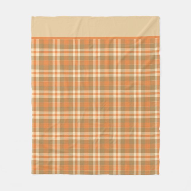 Manta Polar Masa De Fleece naranja Y Beige-Plaid (Anverso)