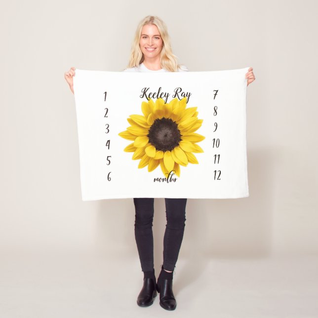 Manta Polar Masa de hitos mensuales del girasol personalizado (In situ)