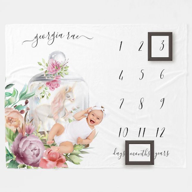 Manta Polar Masa de hitos para bebés | Unicornio acuarela (Subido por el creador)