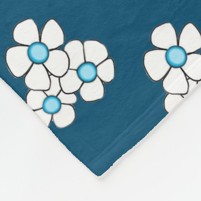 Manta Polar Masa de la Fleece Daisy Centrada en Turquesa (Esquina)