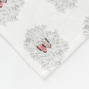 Manta Polar Masa de mariposas voladoras con Rosas