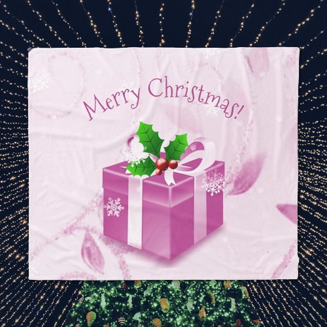 Manta Polar Masa de regalo para Navidades rosados (Pink Christmas Gift Holiday Blanket)