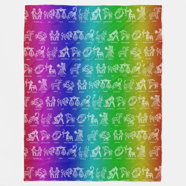 Manta Polar Masa de Rótulo zodiaco (Funda suave arcoiris) (Anverso)