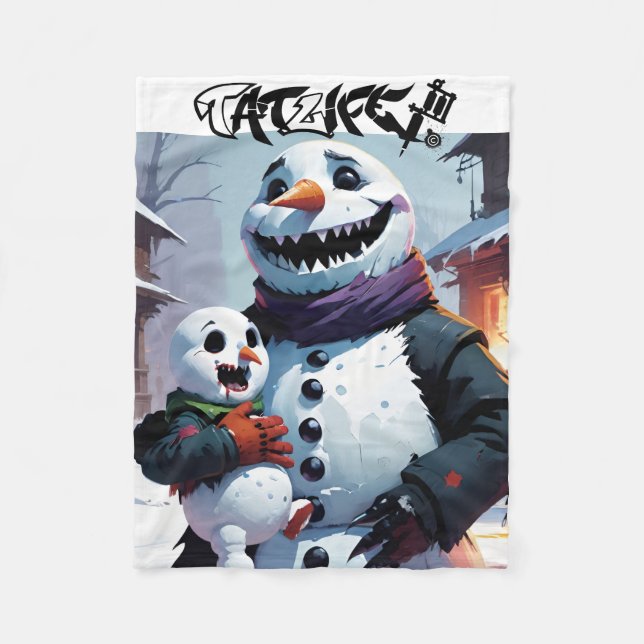 Manta Polar Masa de Snowman y Snowson Fleece Blanket (Anverso)