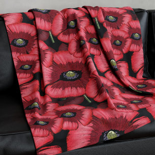 Manta Polar Masa floral de pimientos negros y rojos