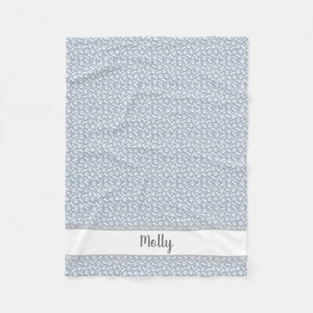 Manta Polar Masa Mascota personalizada - Pinta Imprime Huesos  (Anverso)