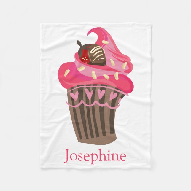 Manta Polar Masa personalizada de pastelitos de color rosa (Anverso)