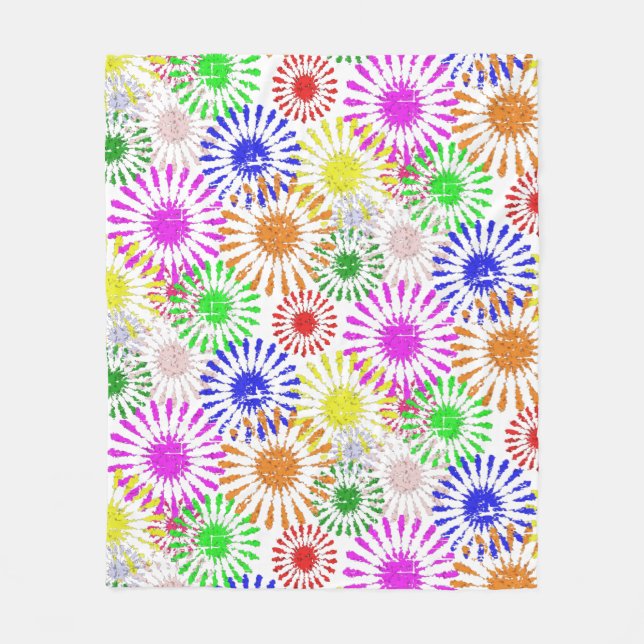 Manta Polar Masa Sherpa Burst de Flores Doloridas (Anverso)