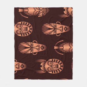 Manta Polar Mascarillas étnicas africanas, fondo oscuro