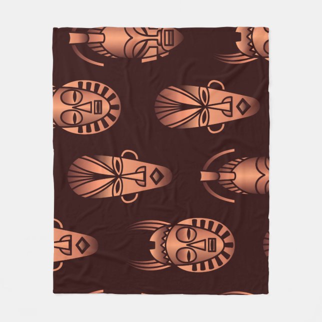 Manta Polar Mascarillas étnicas africanas, fondo oscuro (Anverso)