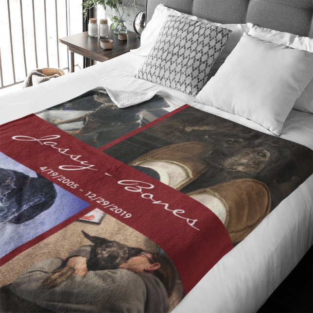 Manta Polar Mascota conmemorativo moderno Collage de fotos Bor (Capture precious pet moments with our Modern Pet Photo Collage Fleece Blanket. )