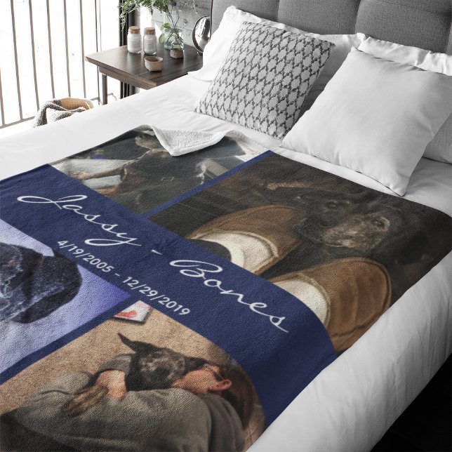 Manta Polar Mascota conmemorativo moderno Collage de fotos mar (Capture precious pet moments with our Modern Pet Photo Collage Fleece Blanket. )