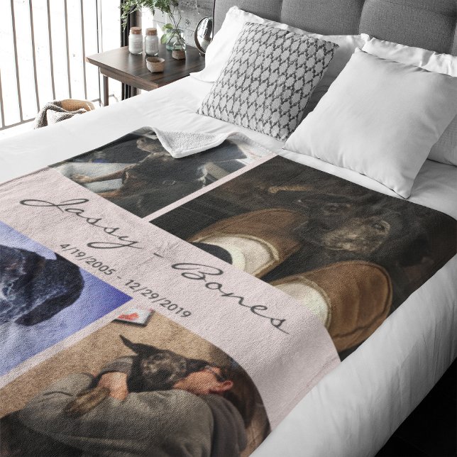 Manta Polar Mascota conmemorativo moderno Collage de fotos Rub (Capture precious pet moments with our Modern Pet Photo Collage Fleece Blanket. )