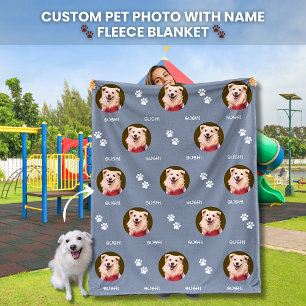 Manta Polar Mascota de fotografía de perro Nombre Paw Imprime 