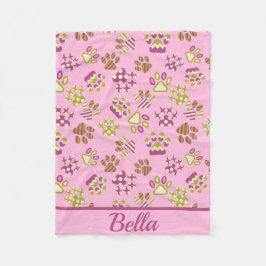Manta Polar Mascota de Paws Rosados Fleece Blanket