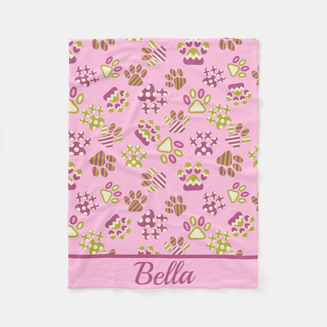 Manta Polar Mascota de Paws Rosados Fleece Blanket (Anverso)