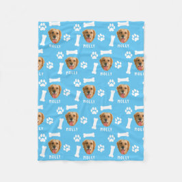 Manta Polar Mascota de perro personalizado foto y nombre azul