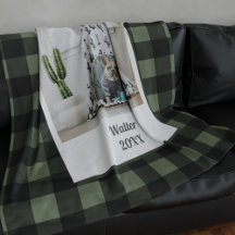 Mascota Foto Green Black Buffalo Check Fleece Blan