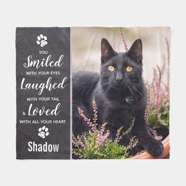 Manta Polar Mascota Memorial Keepsake Cat Photo (Frente (Horizontal))