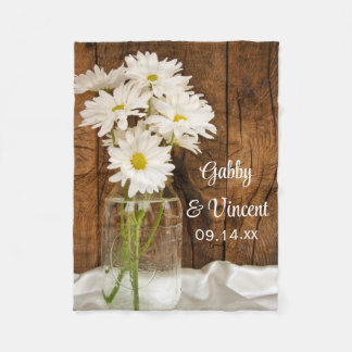 Manta Polar Mason Jar y White Daisies Country Barn Boda