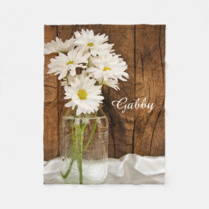 Manta Polar Mason Jar y White Daisies Country Ranch