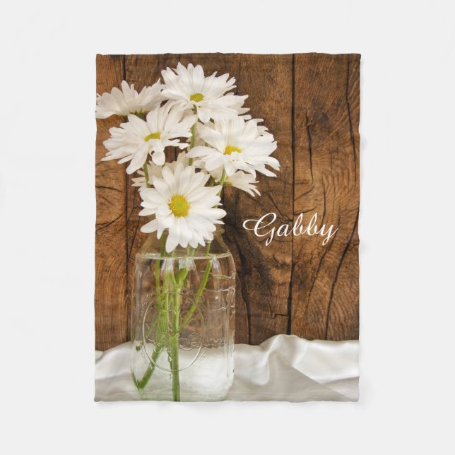 Manta Polar Mason Jar y White Daisies Country Ranch (Anverso)
