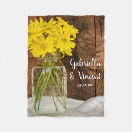 Manta Polar Mason Jar y Yellow Daisies Country Wedding