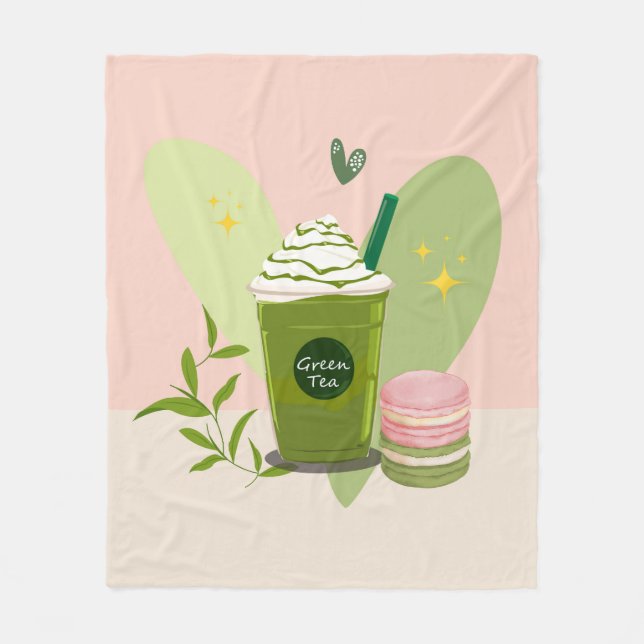 Manta Polar Matcha y Macarones (Anverso)