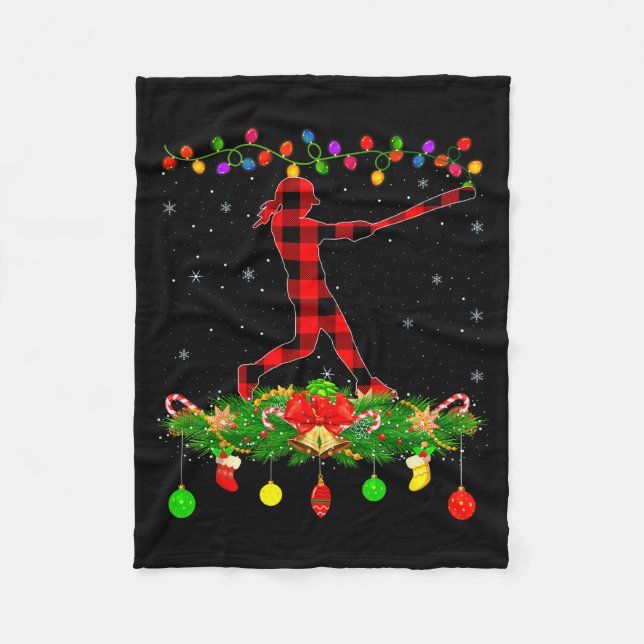 Manta Polar Matching Buffalo Plaid Softball Srts Christmas Paj (Anverso)