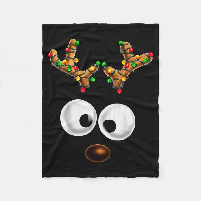 Manta Polar Matching Family Christmas Reindeer Face Christmas  (Anverso)