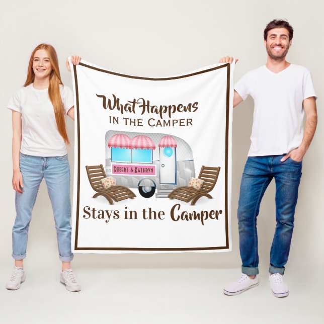 Manta Polar Matrícula de Camper Rosa Personalizada (In situ)