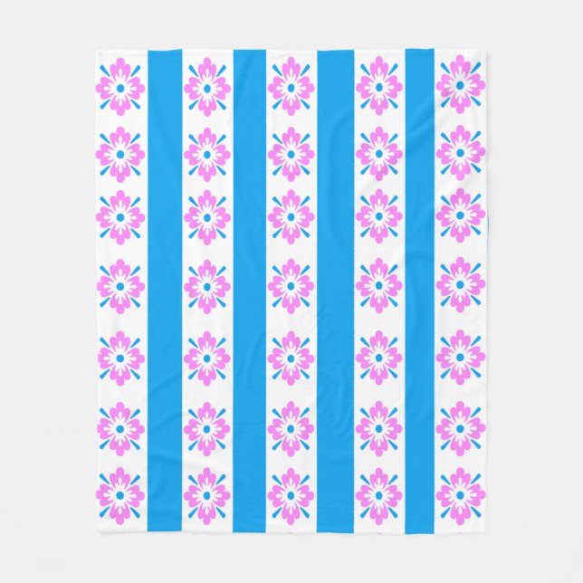 Manta Polar Matrícula de Damasco rosa y Azul (Anverso)