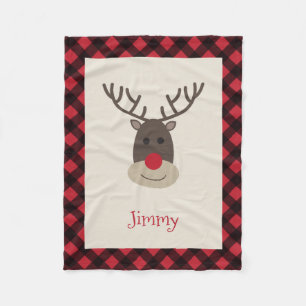 Manta Polar Matrícula de Fleche personalizada de reno Rudolph