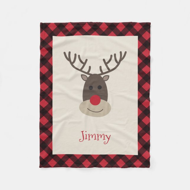 Manta Polar Matrícula de Fleche personalizada de reno Rudolph (Anverso)