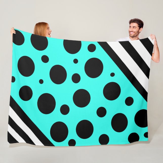 Manta Polar Matrícula de puntos y bandas de polka verde azulad (In situ)