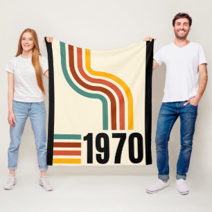Manta Polar Matrícula de Vintage de Rainbow de 1970 Retro Stri
