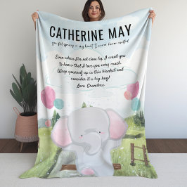 Manta Polar Matrícula para nieto con mensaje y elefante